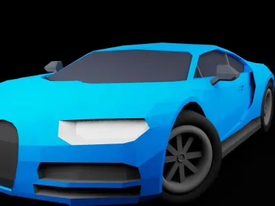 Low Poly Bugatti Chiron Sports Car Low-poly 3D model