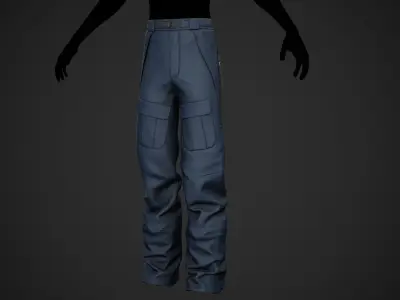 Blue Snowboard Pants Style 3 Low-poly 3D model