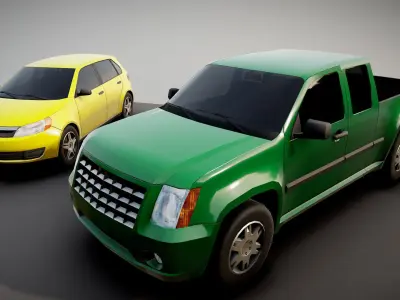 Generic passenger car pack DONATE UKRAINE Low-poly 3D model