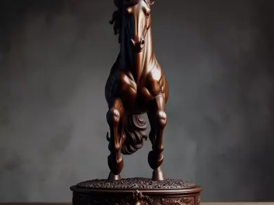 Bronze Horse Sculpture Dynamic Galloping Stallion 3D Model Low-poly 3D model