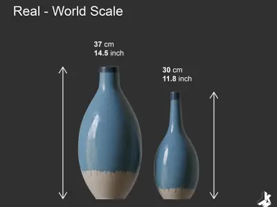 Set of Cascade Ceramic Vases 3D model