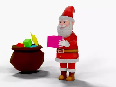 Fur Cartoon Santa Claus Rigged Low-poly 3D model