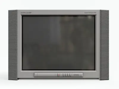 2000s CRT TV Gray Low-poly 3D model