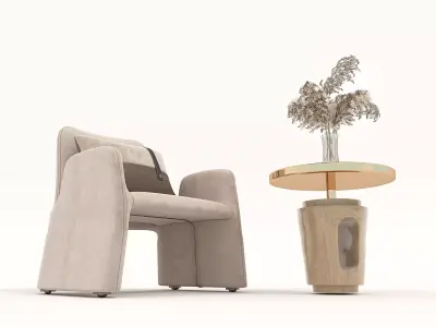 Modern Coffee Table and Armchair Set 45 3D model