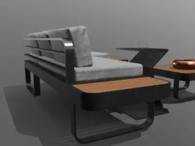 Outdoor couch Low-poly 3D model