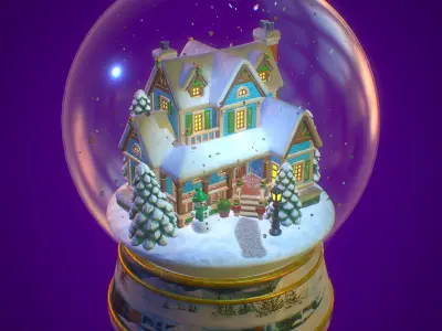 Snowglobe Christmas PBR Low-poly 3D model