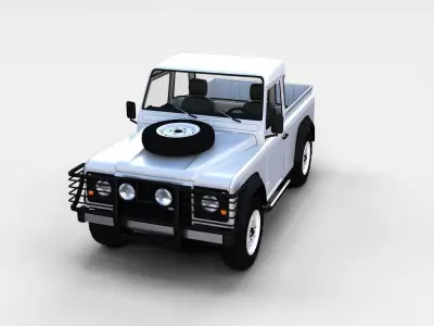 Land Rover Defender 90 Pick Up w interior rev 3D model