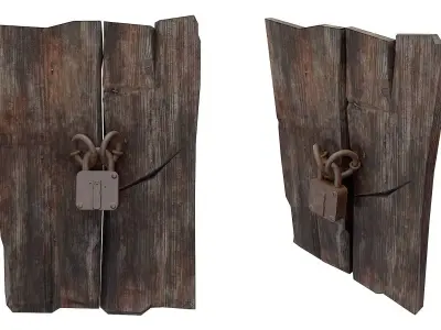 Grungy door lock   Low-poly 3D model