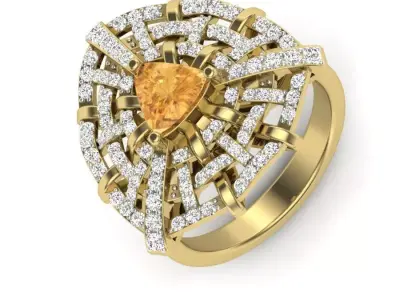 light weight  Yellow gold diamond rings-PR-484-DIA 3D print model