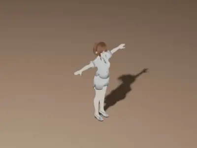 Anime Girl Character - Festival Style Low-poly 3D model