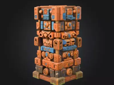 Ancient Artifact Totem Low-poly 3D model