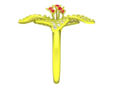 Elegant Flower Cluster Diamond Ring for Women 3D Model 4425 3D print model