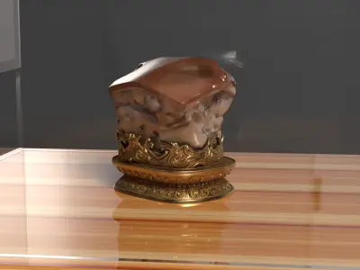 Chinese meat shaped stone figure  Low-poly 3D model