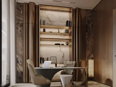 Luxury Villa Office Executive Interior   3D Model MAX FBX 3D model