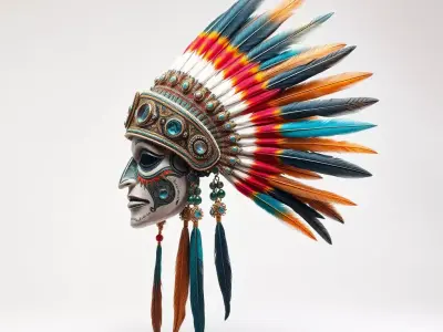 Tribal Feathered Mask D Model Pack Low-poly 3D model