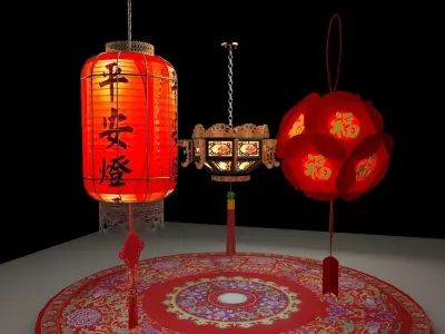 Chinese red  lantern  3D model