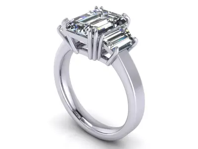 Three Stone Engagement Wedding Ring 3D print model