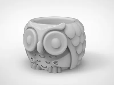 owl pattern vase 3D print model