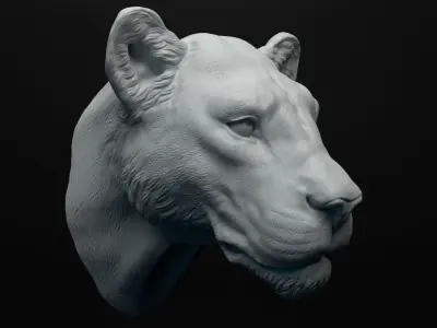 Lioness head intended for 3D printing 3D print model