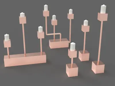 5 Cubic Candelabrum 3D Printing Candle Holder Set 3D Model Collection