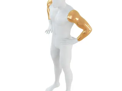 Abstract white mannequin with golden hands 87 3D model