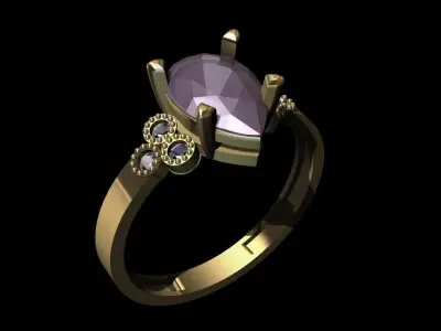 Drop Solitaire Ring 3D print model