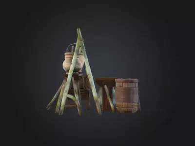 Rustic Village Props Low-poly 3D model