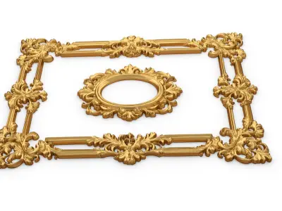Plaster decorative frame ornament 16 3D model