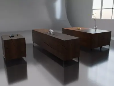 Wood Table for coffee and candel 3D model