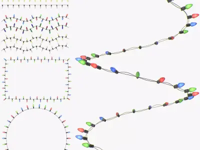 Stringed Lightbulbs pack 3D model