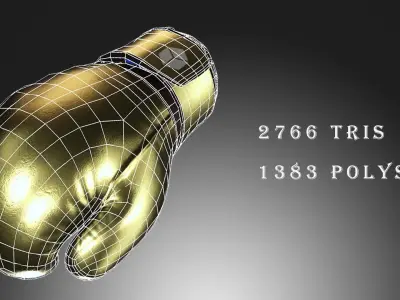 Boxing Glove-Gold Low-poly 3D model