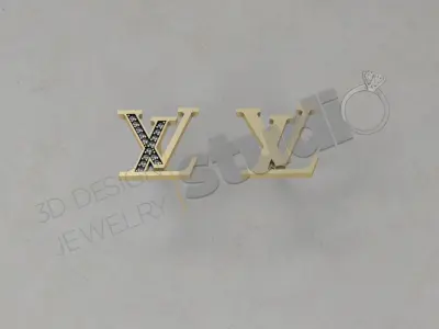 Highly luxury Louis Vitton design earring 3d model 3D print model