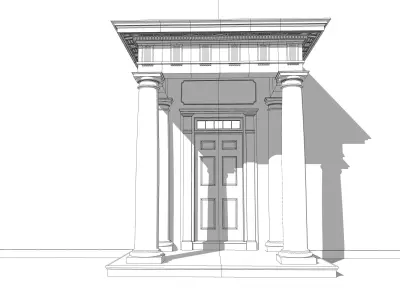 Portico Entrance Porch Door Surround with Doric Column 3D model 3D model