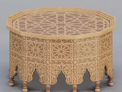 Vintage Moroccan large table 3D model