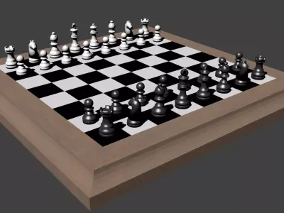 Chess board with pieces 3D model