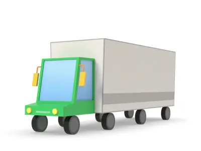 Truck lorry vehicle low poly simple cartoon Low-poly 3D model