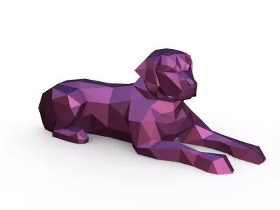 labrador low poly polygonal sculpture of dog 3D print model