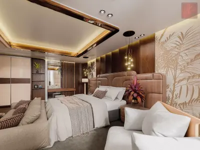 Modern Bedroom Interior Scene 3D Model 3D model