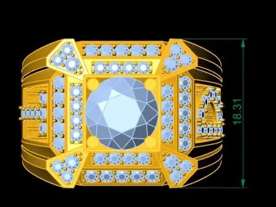 Luxury Emerald Gemstone Men Ring 3D Model 334 3D print model