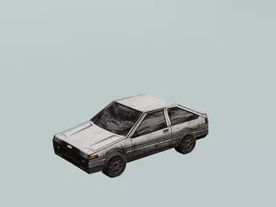 1986 Toyota Corolla Initial D Cartoon Low-poly 3D model