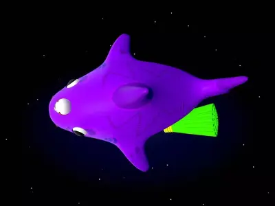 Rigged Cartoon Shark Character Monster Mama Shark  Low-poly 3D model