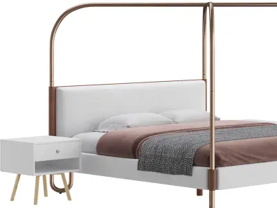 Gracia King Upholstered Canopy bed 3D model