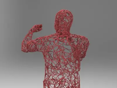 Wire boxing sculpture 3D model
