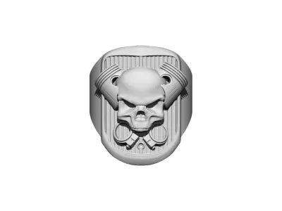Fury Mad Skull Car Grille Piston Ring Jewellery Signet 3D print model