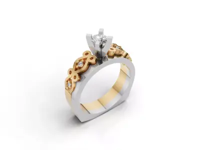 woman ring 3D print model 3