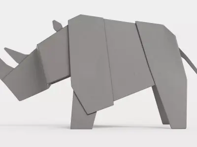 Paper Rhino Low-poly 3D model