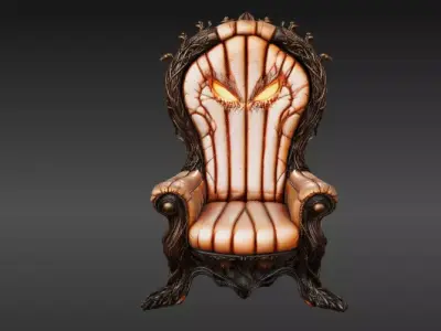 Pumpkin Throne Chair 3D Model Halloween Decor Armchair  3D model