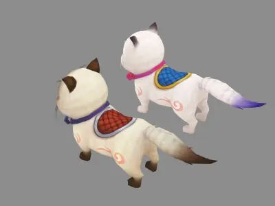 Cartoon fat cat mount Low-poly 3D model