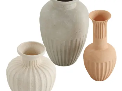 Cannelee Terracotta Vases by Athena Calderone 3D model