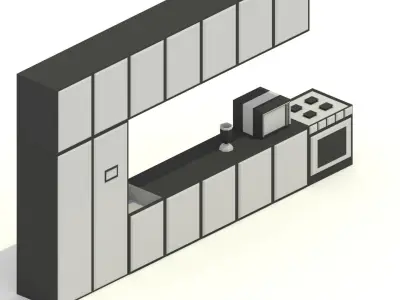 Modern minimalist kitchen assets Low-poly 3D model